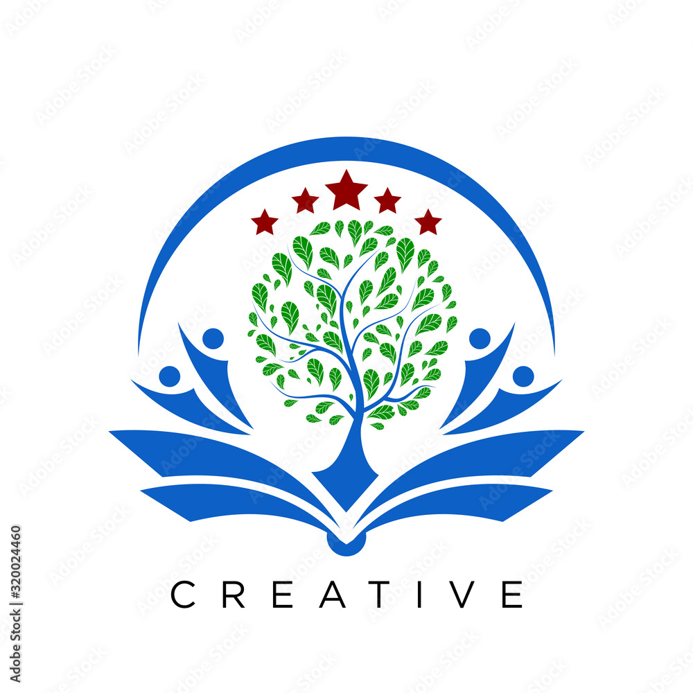 human tree star logo design vector