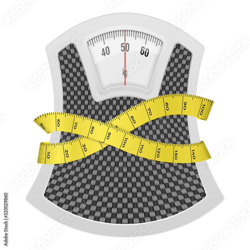 Bathroom scale with measuring tape