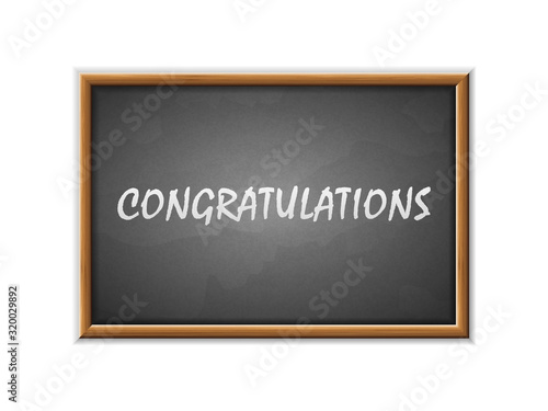 Congratulations written on a blackboard