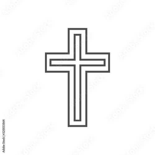 Black christian cross icon. Abstract line christian cross. Vector illustration.