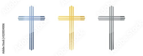 Set christian cross icon. Symbol of Christianity on a white background. Vector illustration