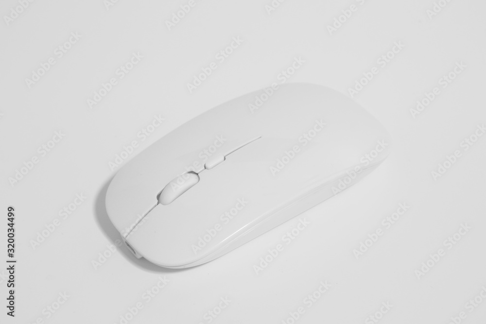 Modern White wireless computer mouse isolated on white background Modern White wireless computer mouse isolated on white background