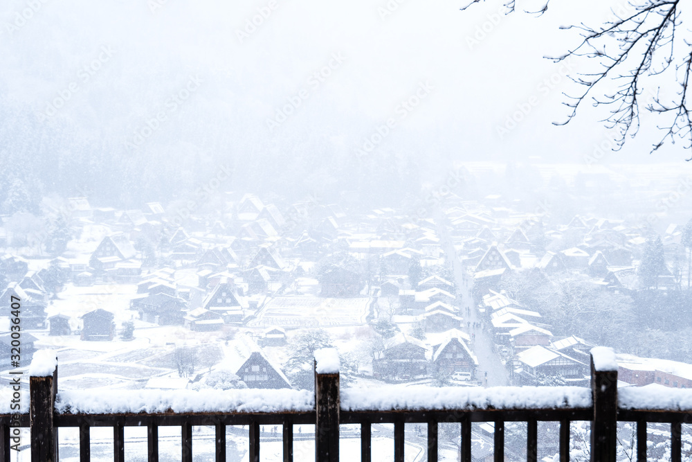 Views Shirakawago villages with snowfall. Famous sightseeing location in Shirakawa-go gassho-zukuri, Gifu Chubu Japan. Landscape of beautiful place has been registered as UNESCO World Heritage Site Views Shirakawago villages with snowfall. Famous sightseeing location in Shirakawa-go gassho-zukuri, Gifu Chubu Japan. Landscape of beautiful place has been registered as UNESCO World Heritage Site