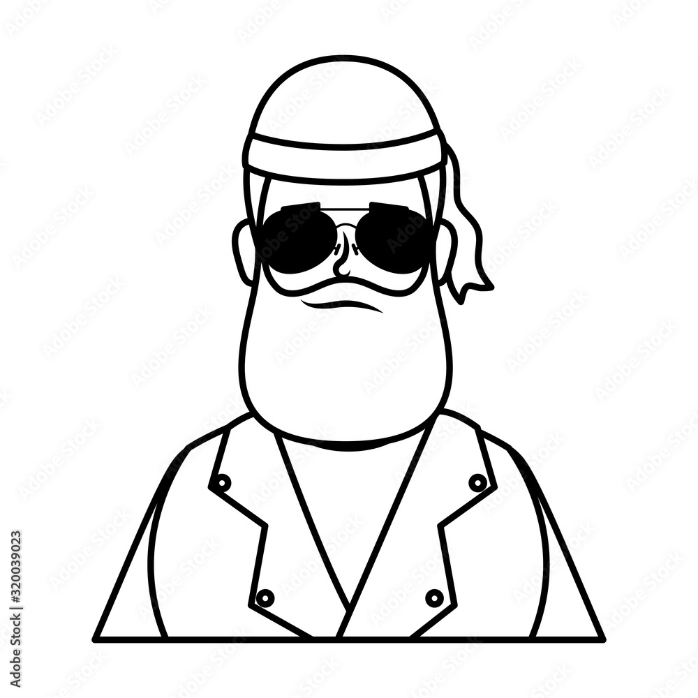 motorcyclist man with beard avatar character
