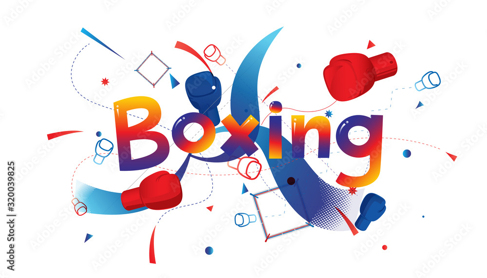 Boxing sports banner or poster design. Vector abstract colored sports background.