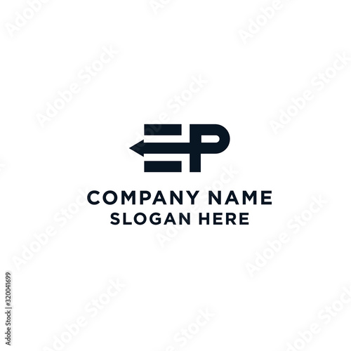 E and P arrow Initial Logo