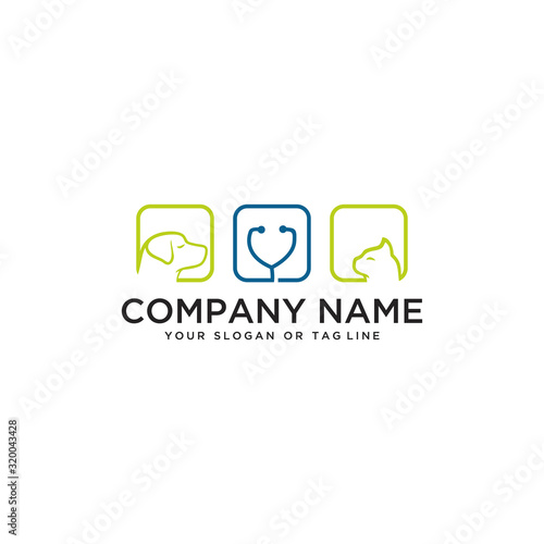 Design logo care about dog and cat health care vector