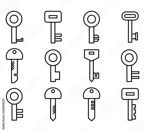 key icons line vector set