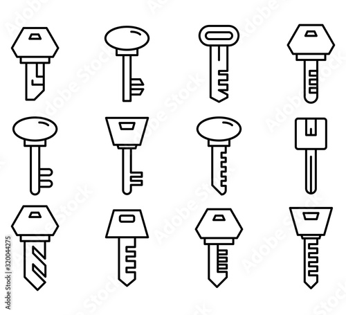 key icons line vector set