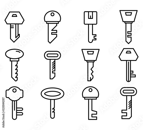 key icons line vector set