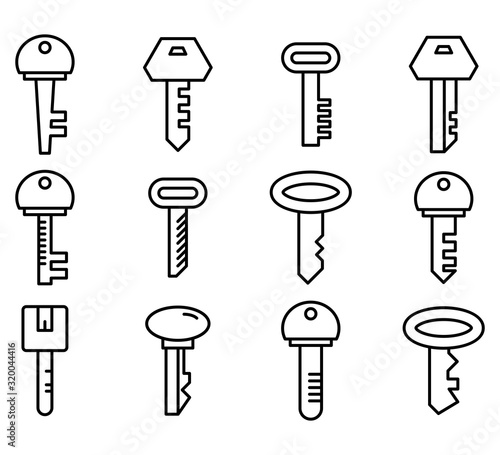 key icons line vector set