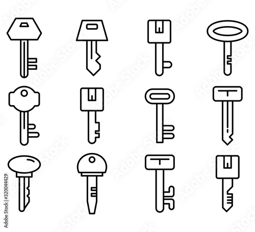 key icons line vector set