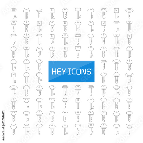big set of key thin line icons vector