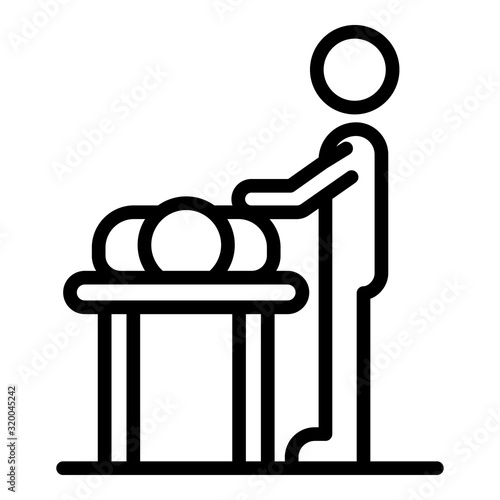 Masseur at work icon. Outline masseur at work vector icon for web design isolated on white background