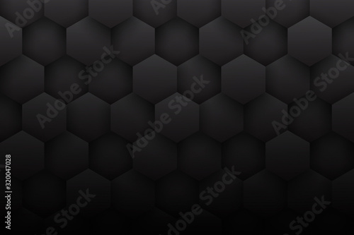 Dark 3D Hexagons Minimalist Black Abstract Background. Science Technology Three Dimensional Hexagonal Blocks Structure Conceptual Darkness Wallpaper In Ultra High Definition Quality