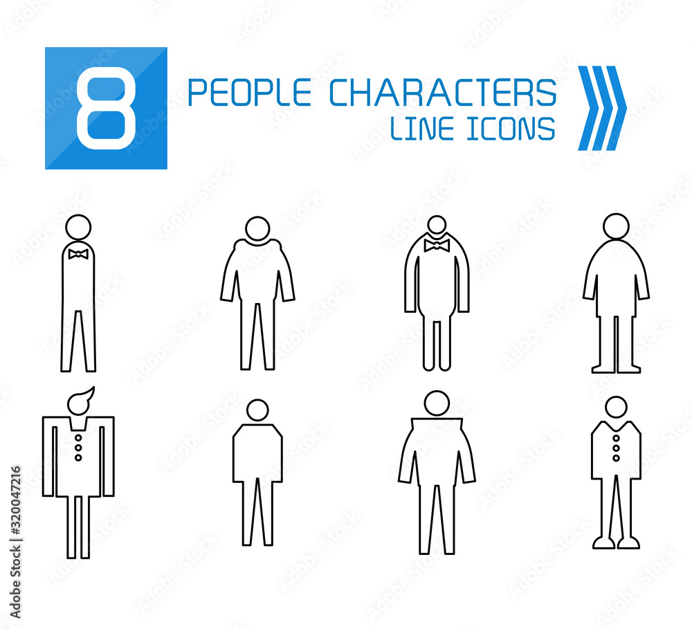 people, male icons line vector set people, male icons line vector set