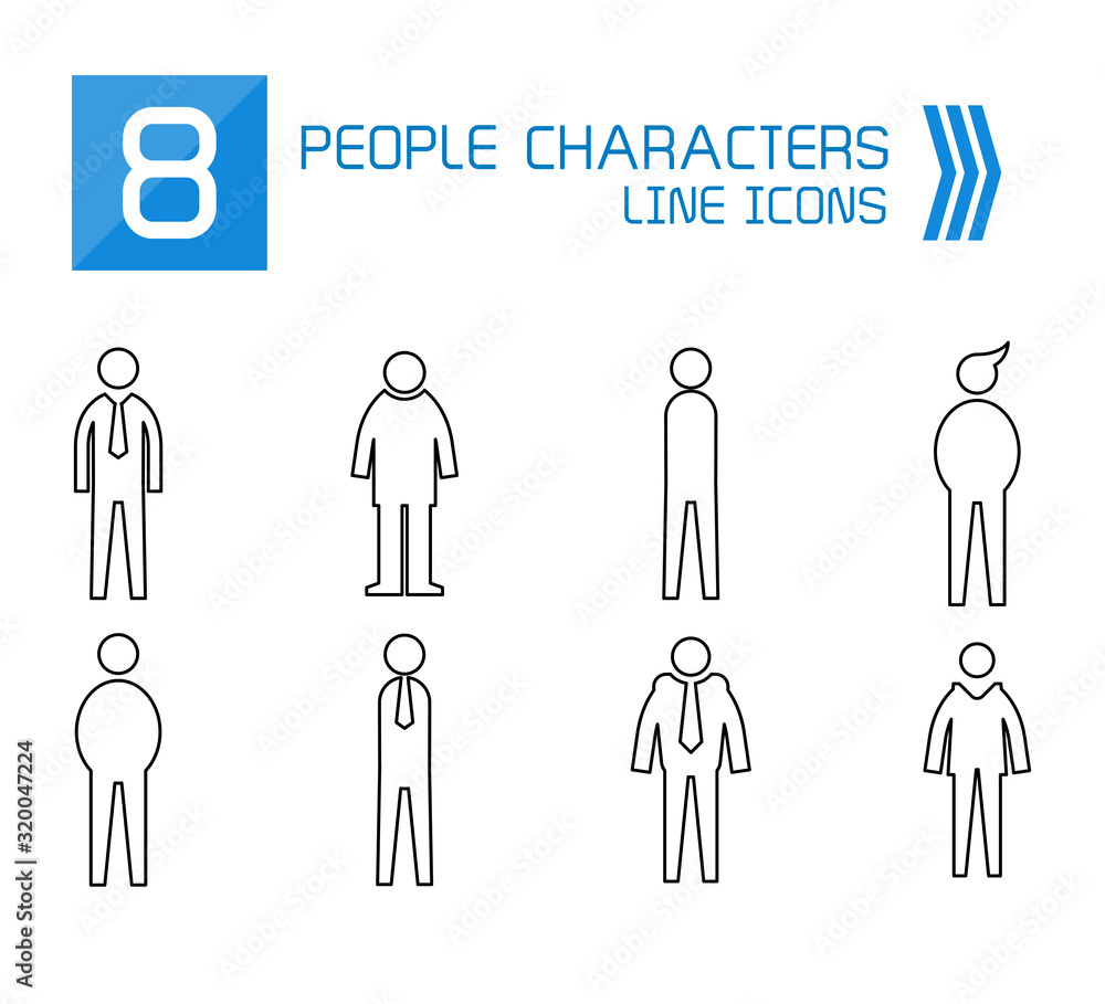 people, male icons line vector set people, male icons line vector set