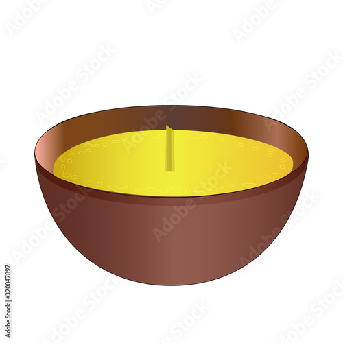 Citronella candle isolated on white background. Citronella candles used as mosquito repellent. Natural plant based insect repellent. Mosquito repellent clay candle. Stock vector illustration