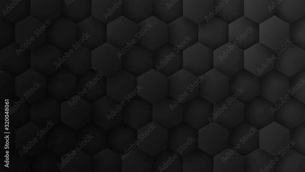 3D Hexagon Pattern Dark Gray Abstract Technological Minimalist Background.  Tech Scientific Concept Hexagonal Blocks Structure Darkness Wide Wallpaper  In Ultra High Definition Quality Stock Illustration | Adobe Stock