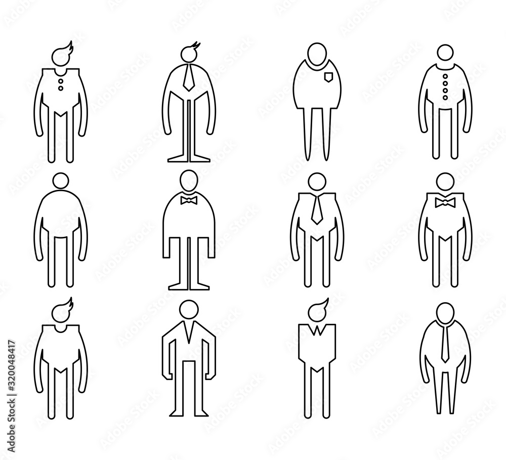 people, male icons line vector set people, male icons line vector set