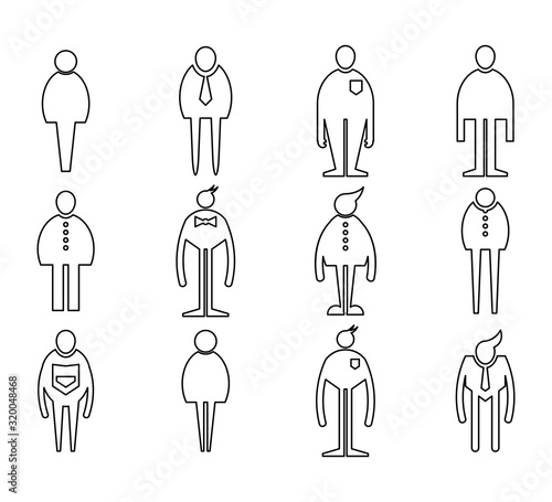 people, male icons line vector set