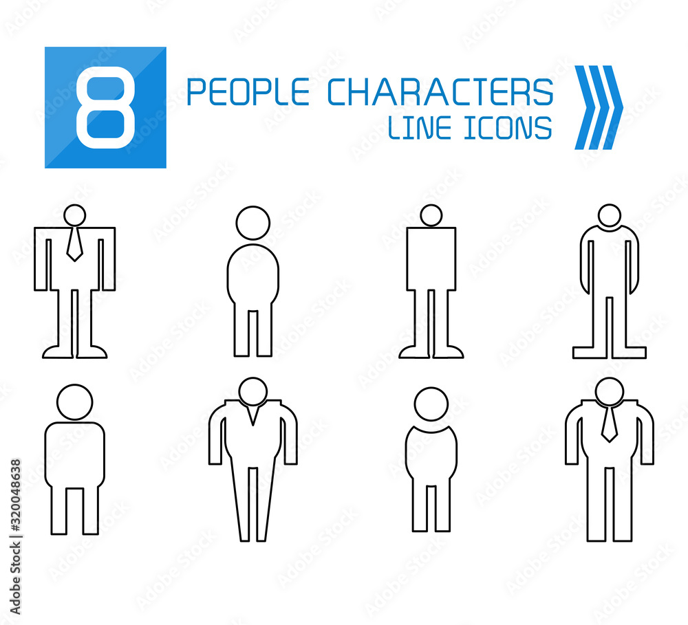 people, male icons line vector set people, male icons line vector set
