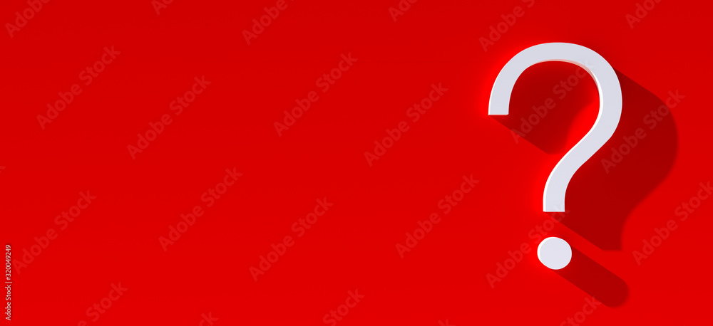 question mark in front of a red color wall background. Business support concept - 3D Rendering. question mark in front of a red color wall background. Business support concept - 3D Rendering.