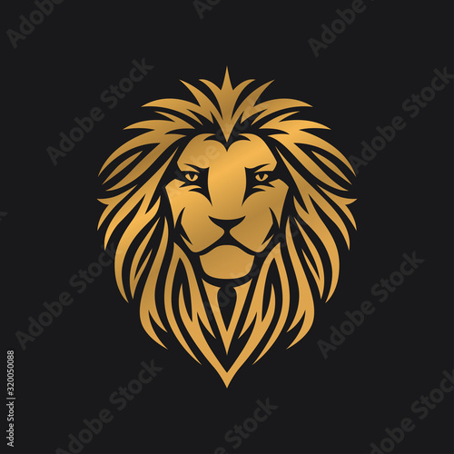 Lion head logo template. Vector vintage illustration.