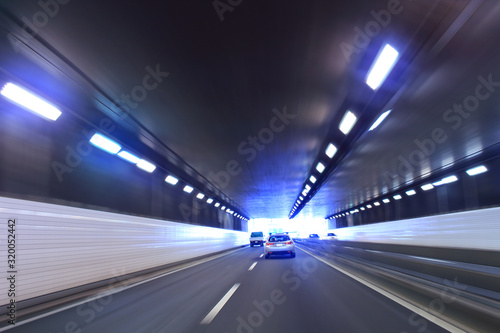 Car traffic in tunnel