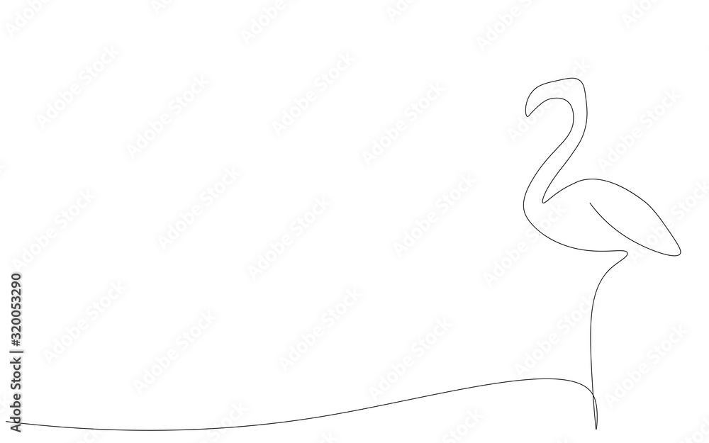 Fototapeta premium Flamingo bird animal line drawing vector illustration