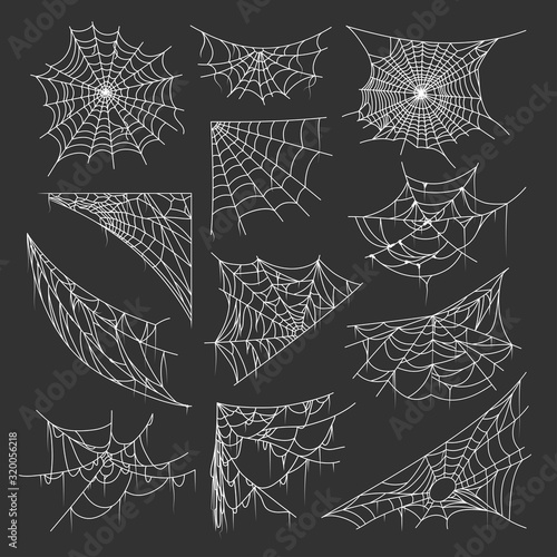 Bundle of spider webs or cobwebs of different shapes