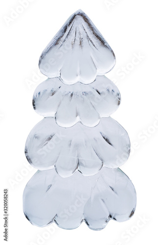 Abstract Christmas tree cut out of ice isolated