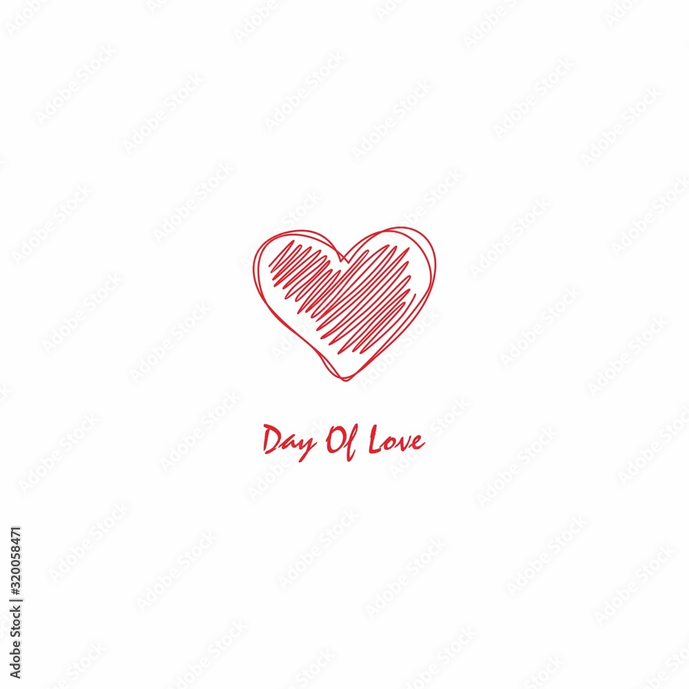 Valentine Day Greetings Design, Valentine Day With Hand Drawn Love Template Vector