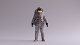 Astronaut with Gold Visor and White Spacesuit With Light Grey Background with Neutral Diffused Side Lighting Front View 3d illustration 3d render