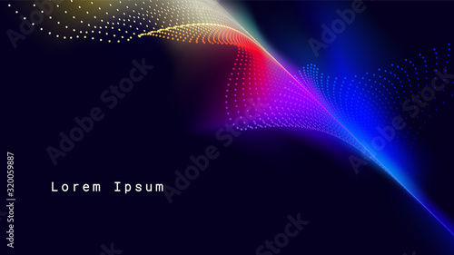 Abstract Multicolored Futuristic Background with Wavy Dots. Aspect Ratio 16:9. EPS10 Vector.