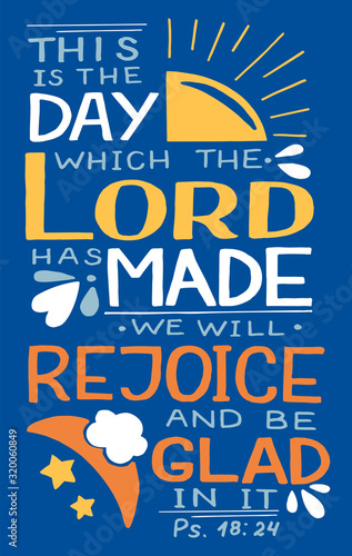 Coloring hand lettering with bible verse This is the day the Lord has made. Psalm.