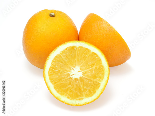 Fresh orange and slice orange isolated on a white background with clipping path.