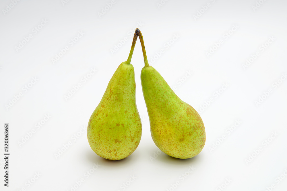 Two Belgian pears isolated on white background Two Belgian pears isolated on white background