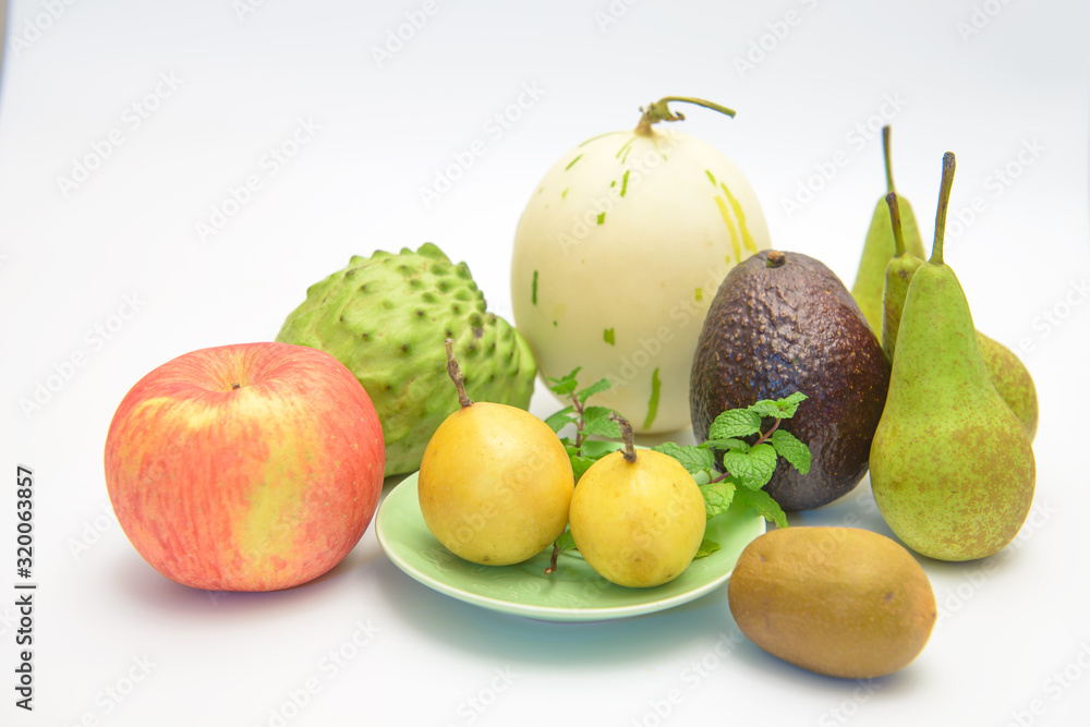 Some varieties of fruit isolated on a white background. Some varieties of fruit isolated on a white background.