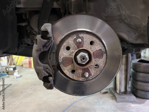car disc brake under repair