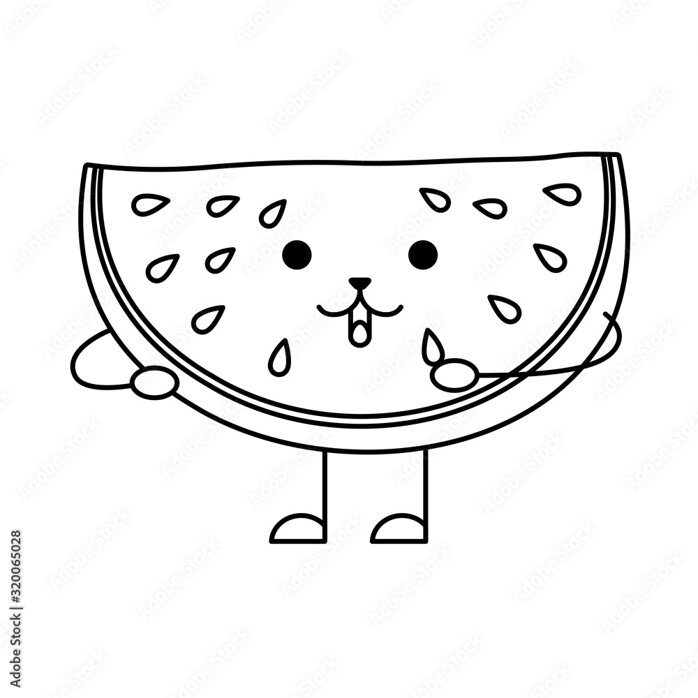 fresh watermelon fruit kawaii character fresh watermelon fruit kawaii character