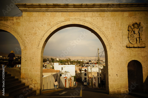 Arequipa/Peru: Yanahuara belvedere. Cityview from the famous archs photo