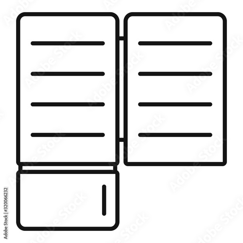 Kitchen fridge icon. Outline kitchen fridge vector icon for web design isolated on white background