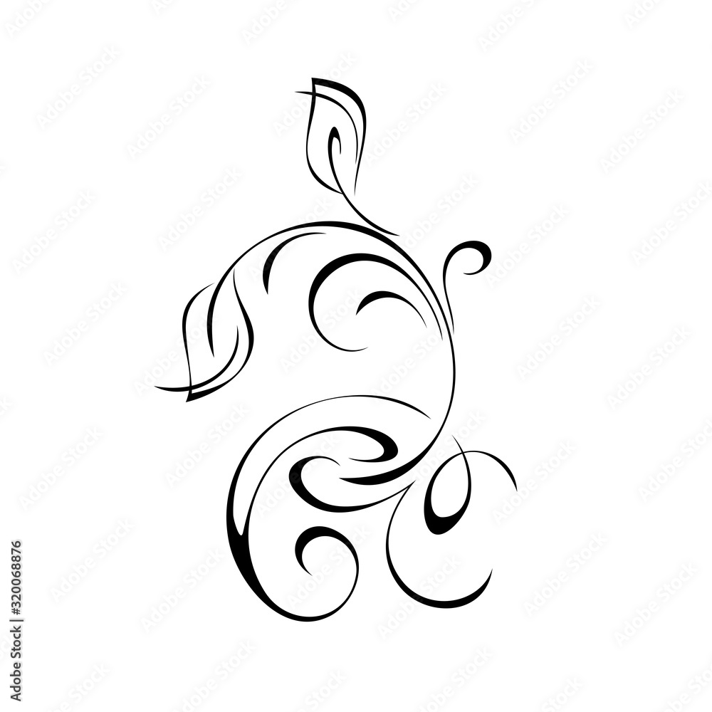 ornament 1015. stylized twig with leaves and curls in black lines on a white background ornament 1015. stylized twig with leaves and curls in black lines on a white background