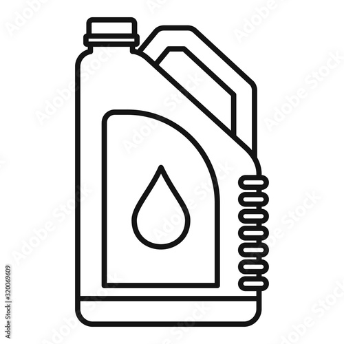 Plastic oil canister icon. Outline plastic oil canister vector icon for web design isolated on white background