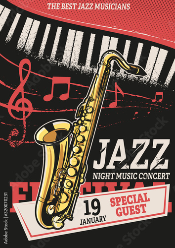 graphic illustration for jazz concert with saxophone