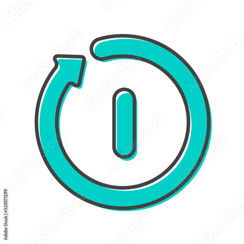 reboot restart power icon. flat vector logo