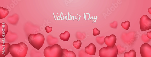 Happy saint valentine's day, 14th February, 3d red hearts blur efect design romantic love day Celebration card vector illustration transparent background	