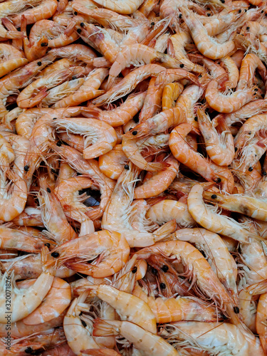 prawns, prawns and shrimps in the fish market