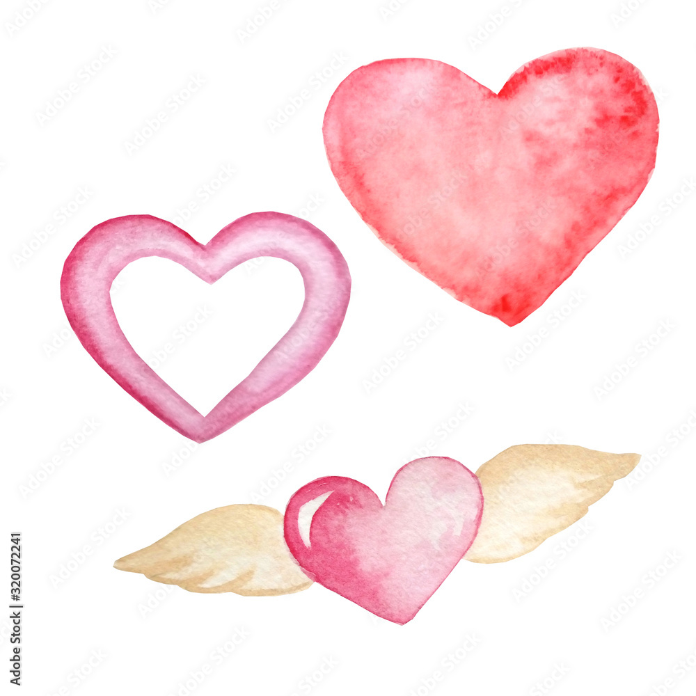 watercolor love hearts